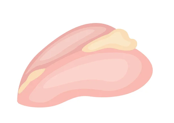 Filet de poulet cru dessin animé isolé sur fond blanc — Image vectorielle