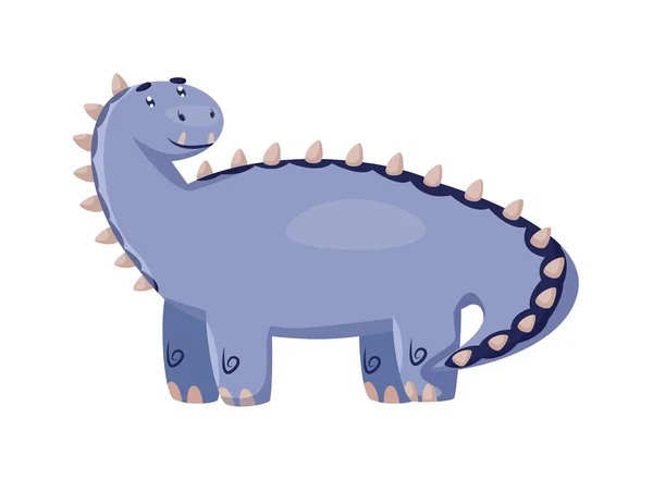 Drôle de personnage de dinosaure isolé sur fond blanc — Image vectorielle
