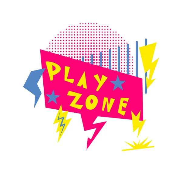 Play Zone Logo Etikett isoliert auf weißem Hintergrund — Stockvektor