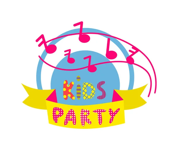 Emblema de logotipo de publicidad de fiesta para niños aislado en blanco — Vector de stock
