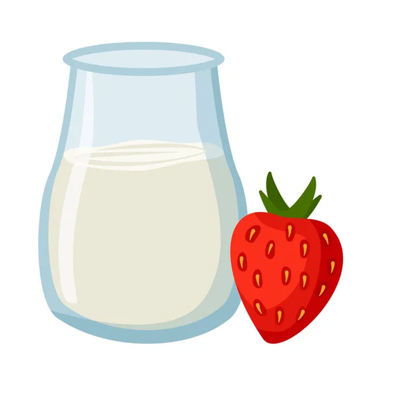 Crema acida fresca in vaso di vetro isolato su bianco — Vettoriale Stock