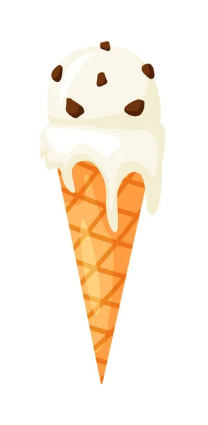 Crème glacée au cône de gaufre isolé sur fond blanc — Image vectorielle