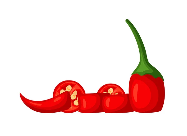Ψυχρή καυτερή πιπεριά απομονωμένη σε λευκό φόντο — Διανυσματικό Αρχείο