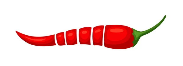 Chile rojo entero en rodajas aislado en blanco Vector De Stock