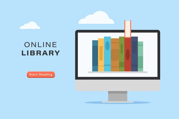 Online boek bibliotheek website, internet onderwijs vector — Stockvector
