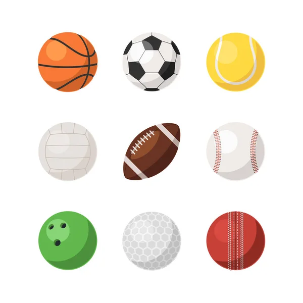 Diferentes esportes bola conjunto isolado no fundo branco —  Vetores de Stock
