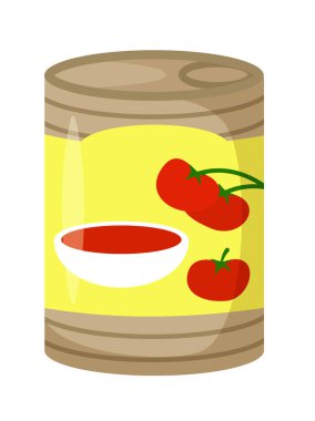 Beyaz zemin üzerinde izole edilmiş konserve domates sosu veya yapıştırıcı