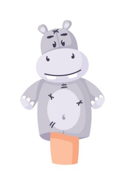 Tiyatro gösterisi için hipopotam el kuklası beyazı izole etti