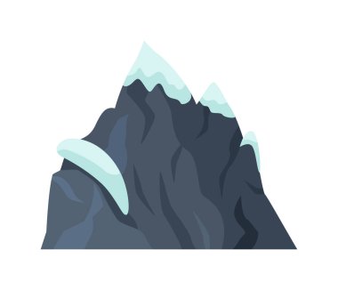 Beyaz arkaplanda karlı zirvesi olan dağ