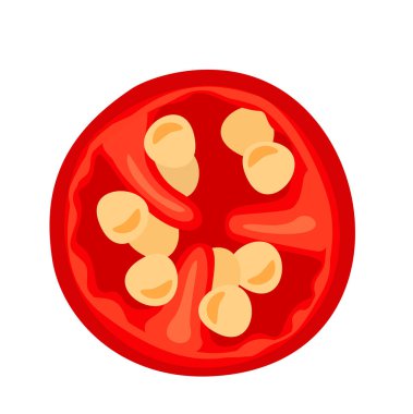 Sıcak soğuk biber kesiti beyaz arkaplanda izole edildi