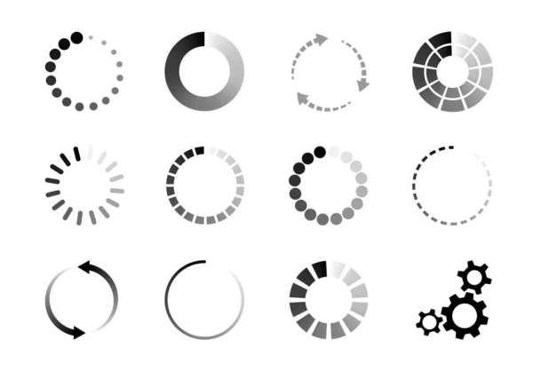 Conjunto de iconos de progreso de carga para interfaz web o aplicación — Archivo Imágenes Vectoriales