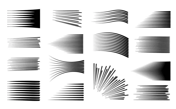 Juego de efectos de impresión de línea de velocidad aislado sobre fondo blanco — Archivo Imágenes Vectoriales