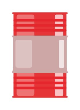 Beyaz arkaplanda kırmızı çelik varil izole edildi