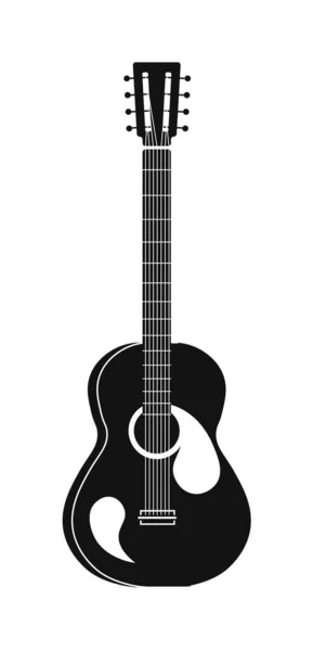 Guitarra acústica negra aislada sobre fondo blanco — Archivo Imágenes Vectoriales