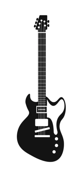 Electric bass guitar silhouette isolated on white — Stock Vector