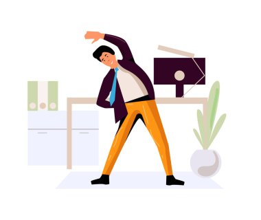 İşadamı işyerinde ofis fitness egzersizi yapıyor.