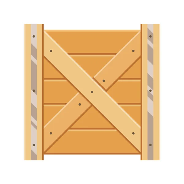 Caixa de carga de madeira para armazenamento isolado em branco — Vetor de Stock