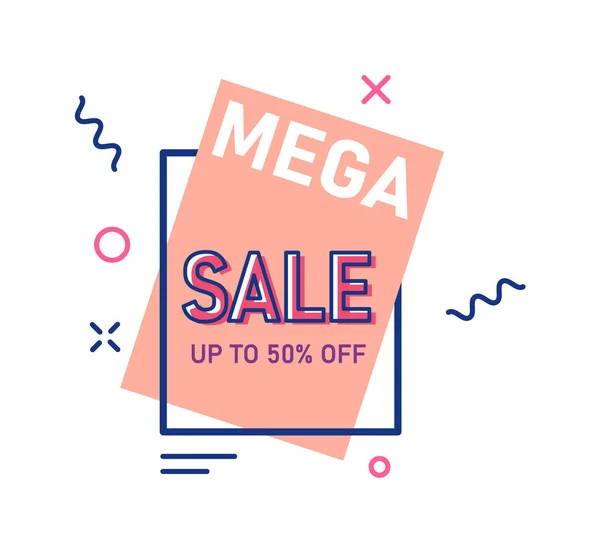 Продажа Mega на 50 процентов дешевле — стоковый вектор
