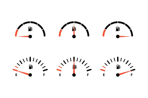 Analog and digital fuel tank fullness indicator set — Stock Vector