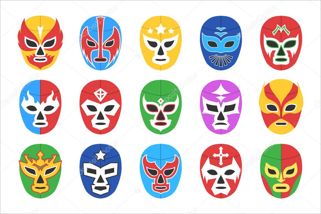 Colorful lucha libre mask for wrestling show isolated set