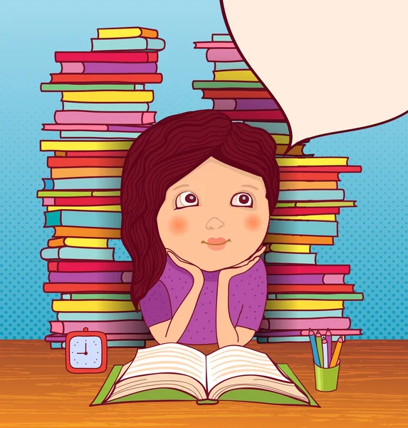 Κοριτσάκι που διαβάζει.. — Διανυσματικό Αρχείο