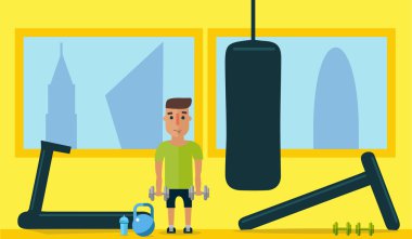 Sağlıklı bir yaşam tarzı. Spor salonunda sınıfları. Düz stil.