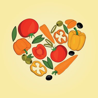 Sebze kalp şekillerde kümesi