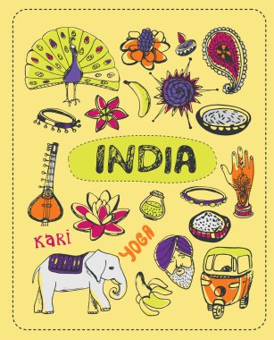 Hindistan hakkında doodle. 