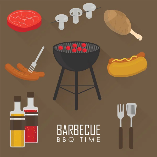 Set di icone di barbecue Griglia — Vettoriale Stock