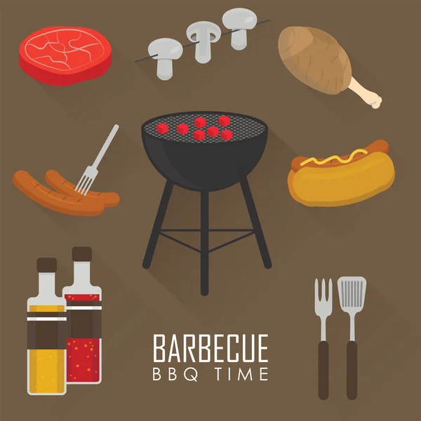 Iconos set de Parrilla Barbacoa — Archivo Imágenes Vectoriales