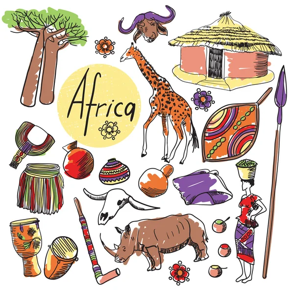 Vector set of tourist attractions Africa. — Stock Vector
