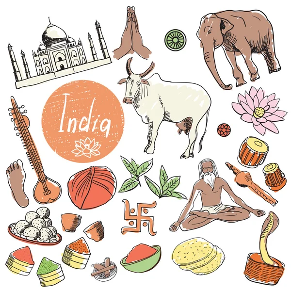 インドの観光スポットのベクトルを設定. — ストックベクタ