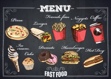 Fastfood vektör menü.