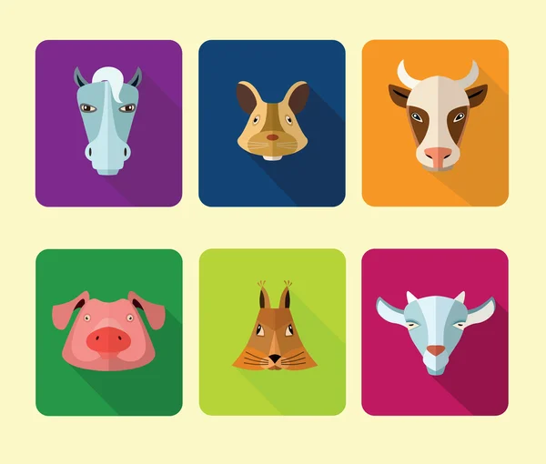 Gård djur ikoner. Vektorformat. — Stock vektor