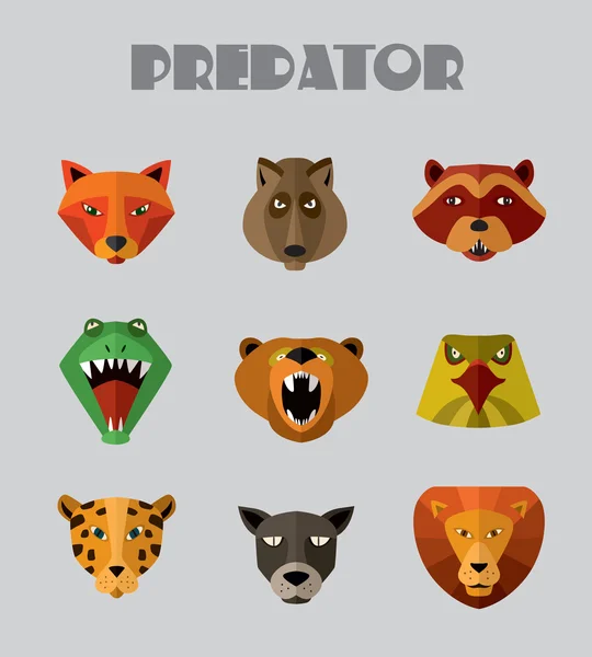 Predator animals icons. Vector format. — Stock Vector