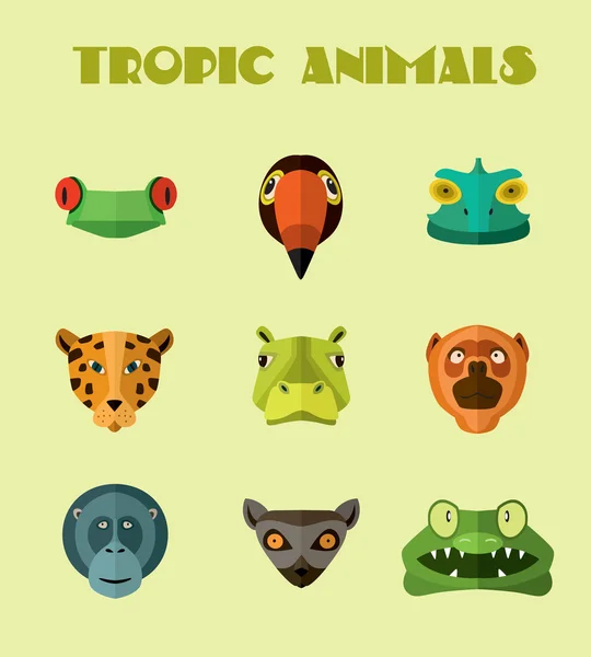 Tropiska djur ikoner. Vektorformat. — Stock vektor