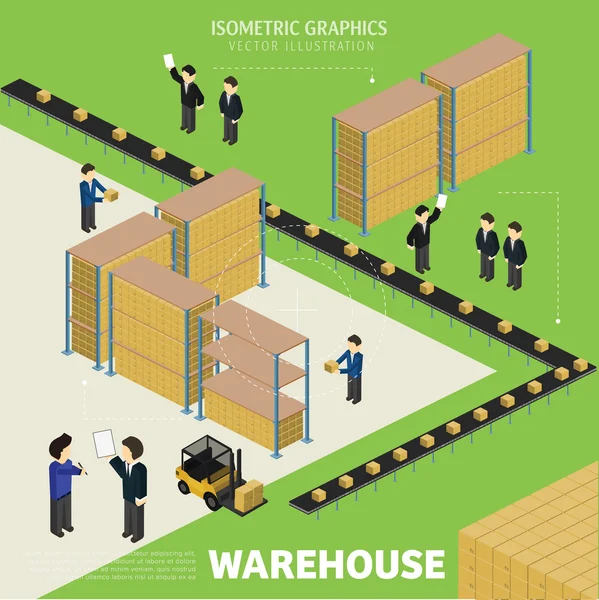 Magazijnbeheer proces. Vector infographics. — Stockvector