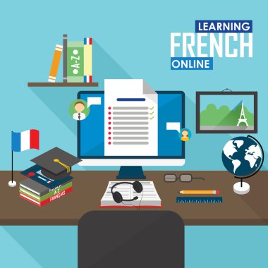 E-öğrenme Fransızca dil.