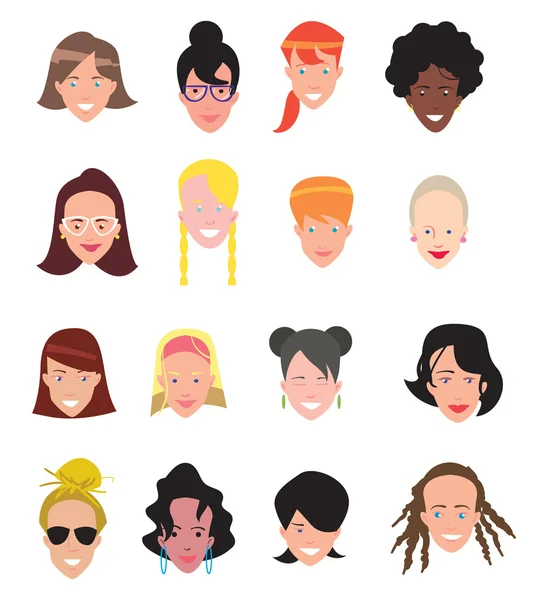 Mujer avatar iconos — Vector de stock