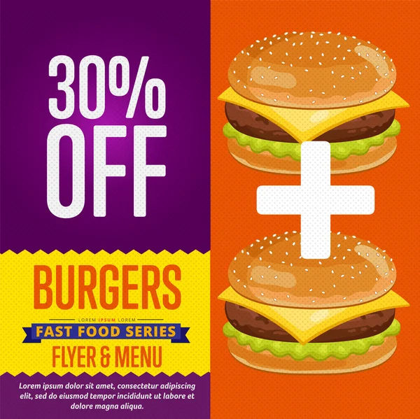 Burgers sale banner. — Stockvector