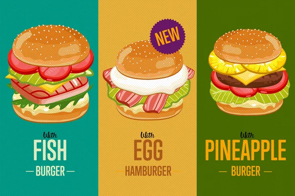 Burgers menu template. — Stockvector