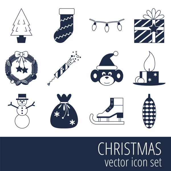 Conjunto de iconos de Navidad — Vector de stock