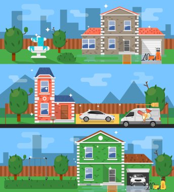 temizlik araçları vektör set.