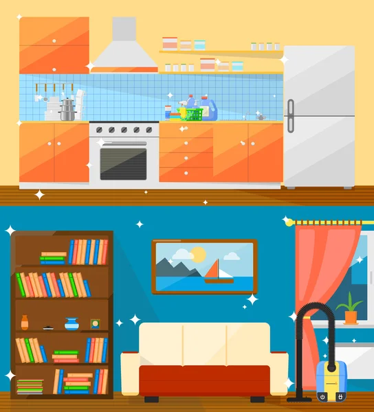 Schoonmaken home vector illustratie. — Stockvector