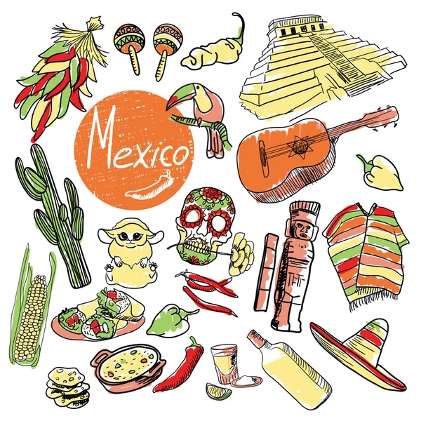 Zestaw z turystycznych atrakcji Meksyk. — Zdjęcie stockowe