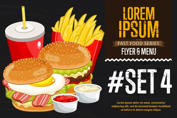 Fast food instellen sjabloon. — Stockvector