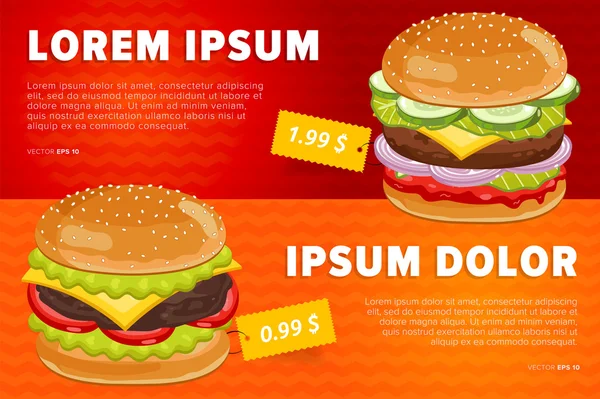 Modello banner di vendita Cheeseburger . — Vettoriale Stock