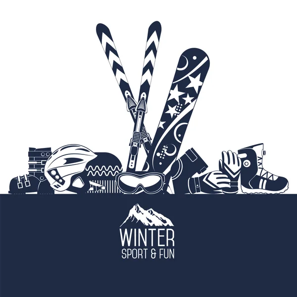Kayak yapıyorum. Olağanüstü kış sporları. — Stok Vektör