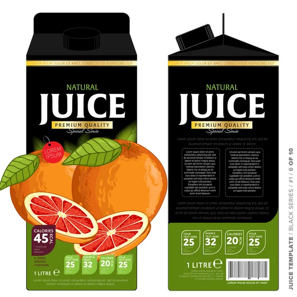 Modelo Design de embalagem Suco de toranja — Vetor de Stock