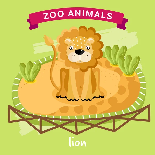 Vector Zoo Animal, Lion — Stock Vector